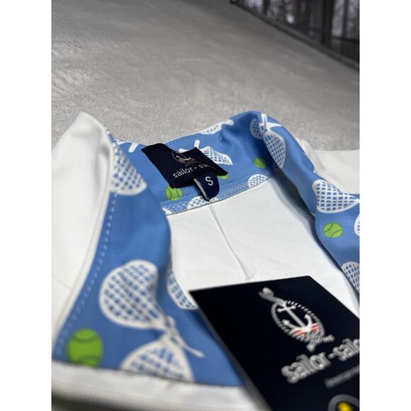 Sailor-Sailor Britt Sleeveless Tennis Top White Tennis Life Blue SZ S UPF 50+ NW - Picture 5 of 12